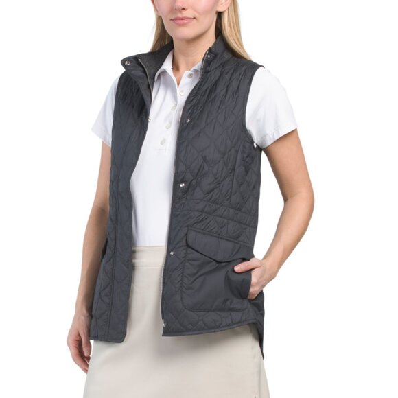 PETER MILLAR Black Addison Quilted Travel Vest